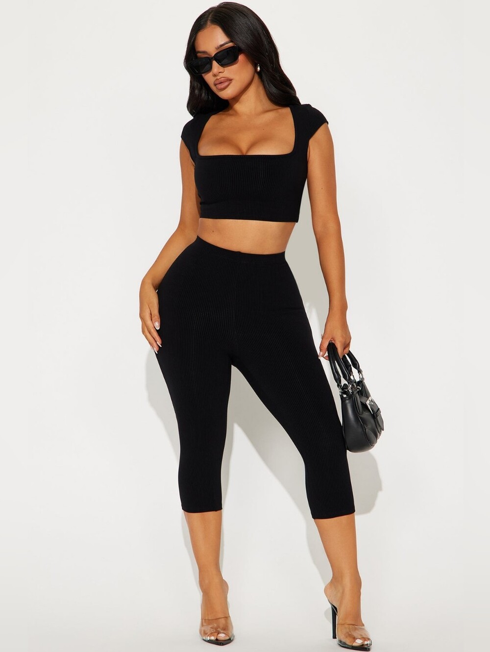 Remy Snatched Capri Pant Set - Black